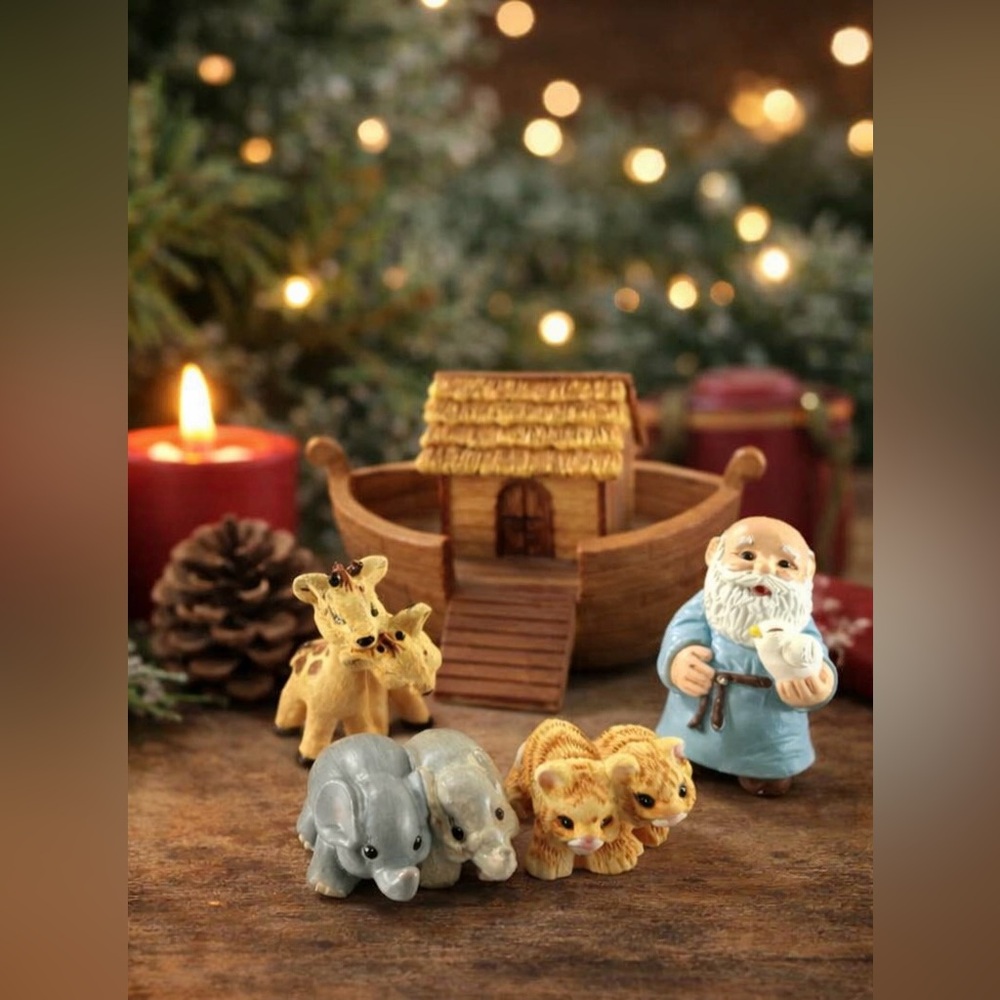 Hallmark Merry Miniatures Noah and Friends 1996 Story Time 5-Piece Set w/ Box